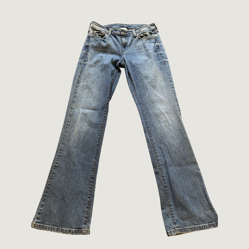 Garnet Hill Jeans Womens 6 Bootcut Blue Medium Wash Frayed Hem Distressed Pants
